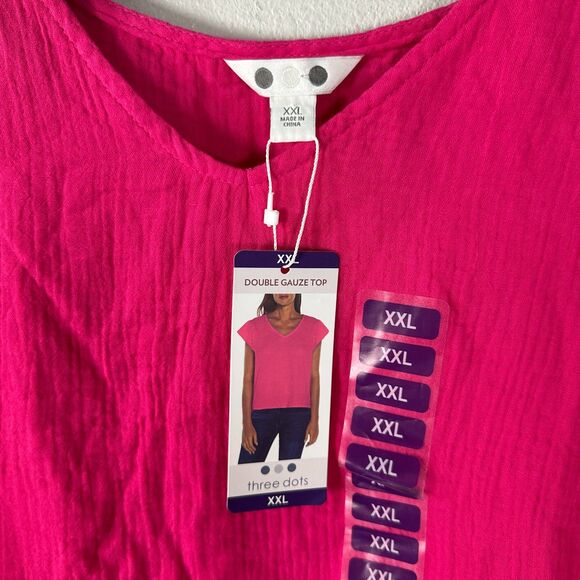 Three Dots Double Gauze Pink Blouse Size XXL NEW with Tags - Picture 4 of 6